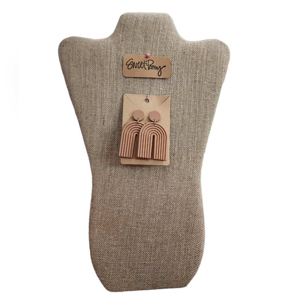 Neutral Beige Rainbow Shaped Versatile Earrings - image 2